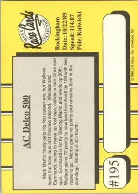 1989 Race #27 - 1990 Maxx - #195 - Racing - Racing Card Single