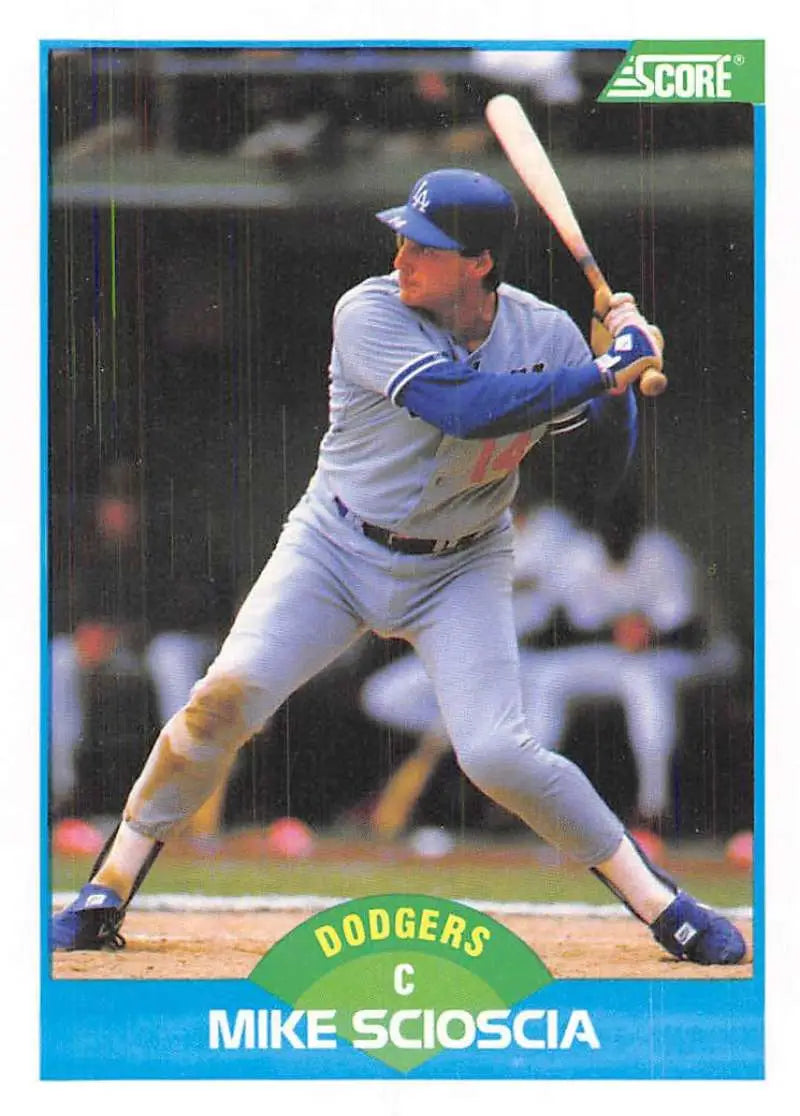 1989 Score #121 Mike Scioscia NM-MT Los Angeles Dodgers Baseball Card - Baseball Card Single