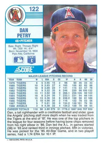 1989 Score #122 Dan Petry NM-MT Angels ID:80305 - Baseball Card Single