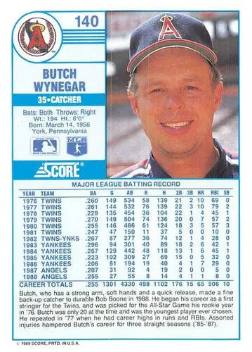 1989 Score #140 Butch Wynegar NM-MT Angels ID:80315 - Baseball Card Single