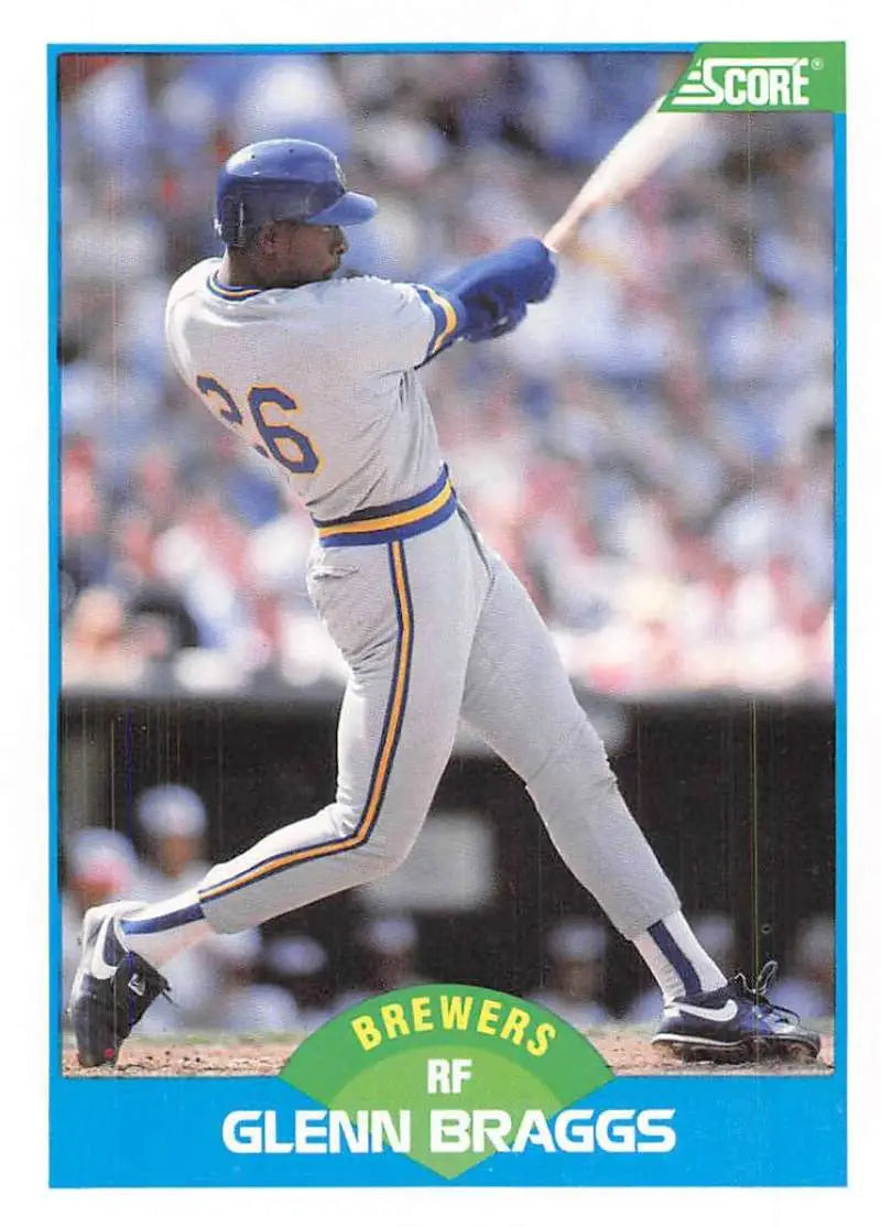 1989 Score #147 Glenn Braggs NM-MT Milwaukee Brewers Baseball Card - Baseball Card Single