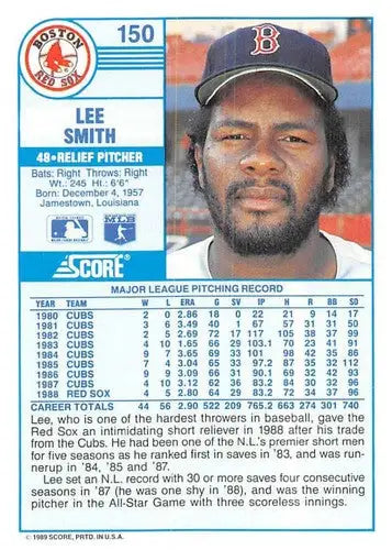 1989 Score #150 Lee Smith NM-MT Red Sox ID:80323 - Baseball Card Single