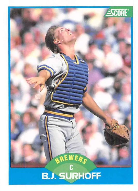 1989 Score #154 B.J. Surhoff NM-MT Milwaukee Brewers Baseball Card - Baseball Card Single