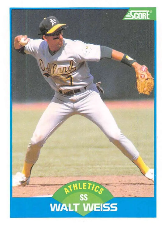 1989 Score #165 Walt Weiss NM-MT Oakland Athletics Baseball Card - Baseball Card Single