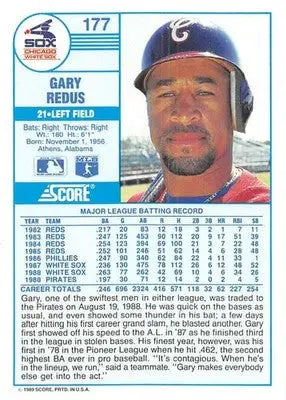 1989 Score #177 Gary Redus NM-MT White Sox ID:80528 - Baseball Card Single