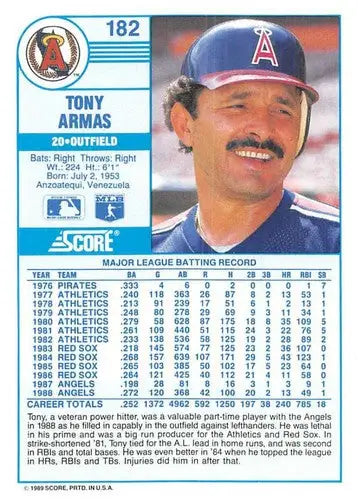 1989 Score #182 Tony Armas NM-MT Angels ID:80344 - Baseball Card Single