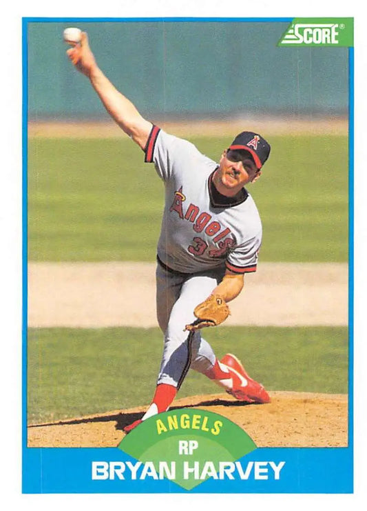 1989 Score #185 Bryan Harvey NM-MT RC Rookie California Angels Baseball Card - Baseball Card Single