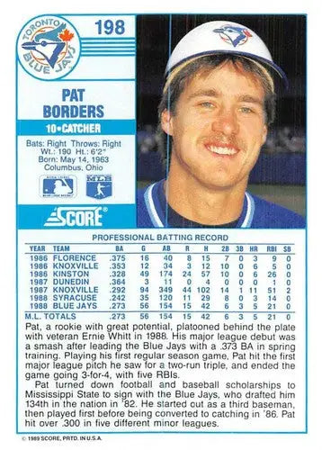 1989 Score #198 Pat Borders NM-MT Blue Jays ID:80351 - Baseball Card Single
