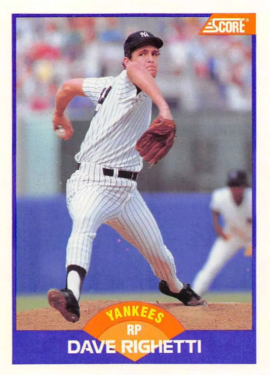 1989 Score #225 Dave Righetti NM-MT New York Yankees Baseball Card - Baseball Card Single