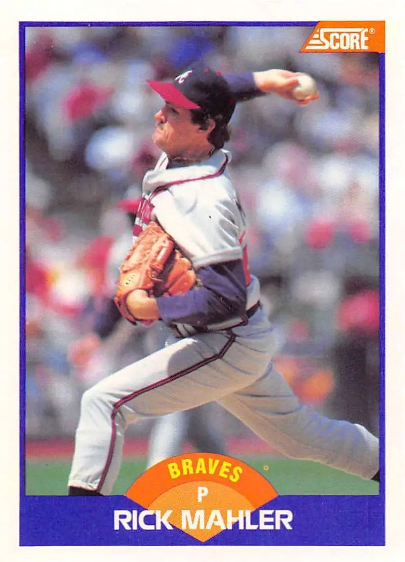 1989 Score #229 Rick Mahler NM-MT Atlanta Braves Baseball Card - Baseball Card Single