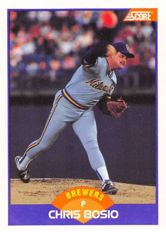1989 Score #243 Chris Bosio NM-MT Milwaukee Brewers Baseball Card - Baseball Card Single