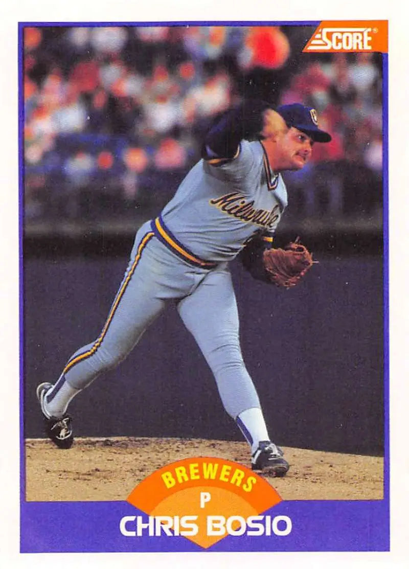 1989 Score #243 Chris Bosio NM-MT Milwaukee Brewers Baseball Card - Baseball Card Single