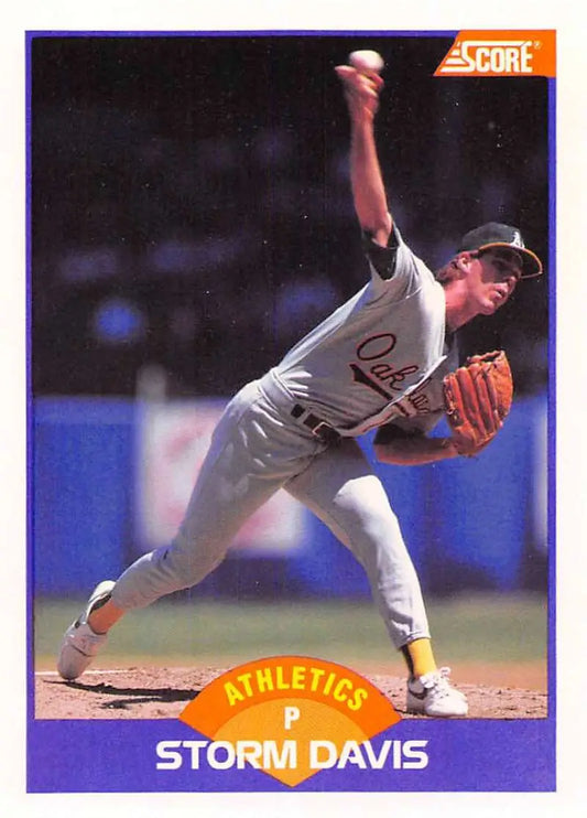 1989 Score #248 Storm Davis NM-MT Oakland Athletics Baseball Card - Baseball Card Single