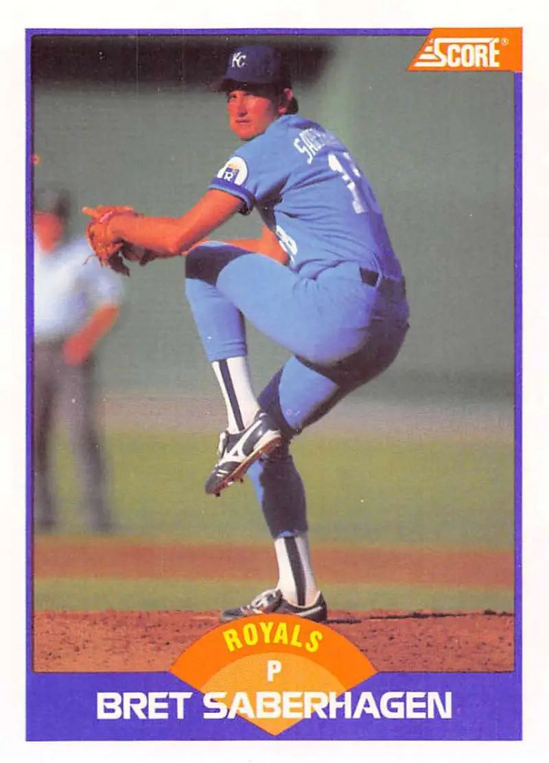 1989 Score #251 Bret Saberhagen NM-MT Kansas City Royals Baseball Card - Baseball Card Single