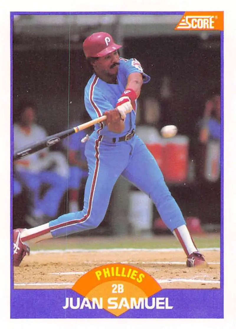 1989 Score #255 Juan Samuel NM-MT Philadelphia Phillies Baseball Card - Baseball Card Single