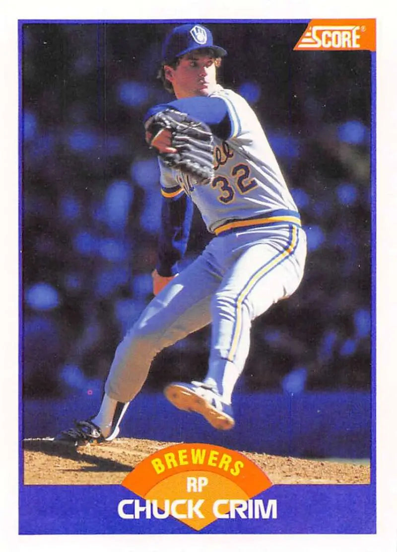 1989 Score #272 Chuck Crim NM-MT Milwaukee Brewers Baseball Card - Baseball Card Single