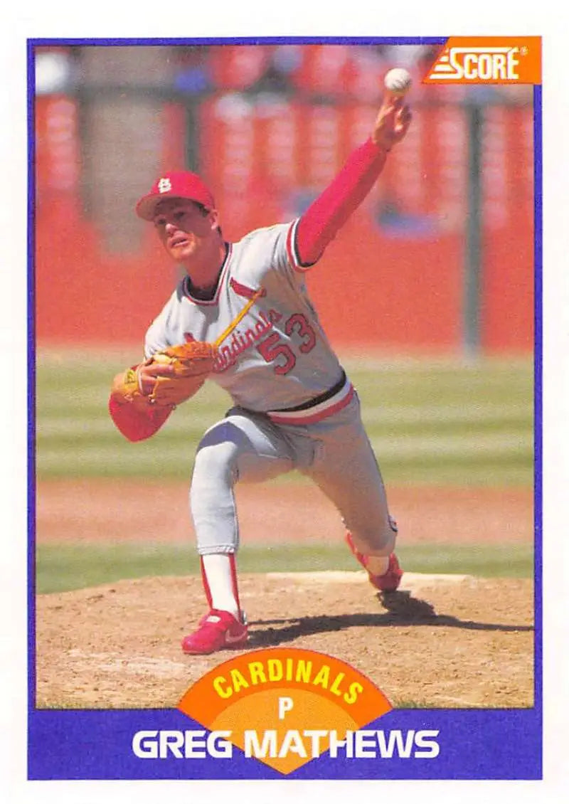 1989 Score #286 Greg Mathews NM-MT St. Louis Cardinals Baseball Card - Baseball Card Single