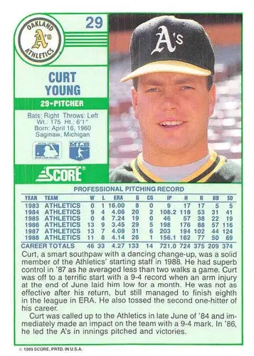 1989 Score #29 Curt Young NM-MT Athletics ID:80201 - Baseball Card Single