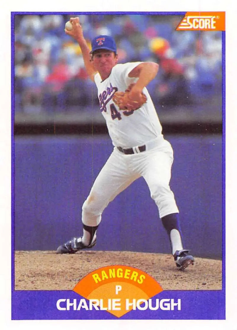1989 Score #295 Charlie Hough NM-MT Texas Rangers Baseball Card - Baseball Card Single