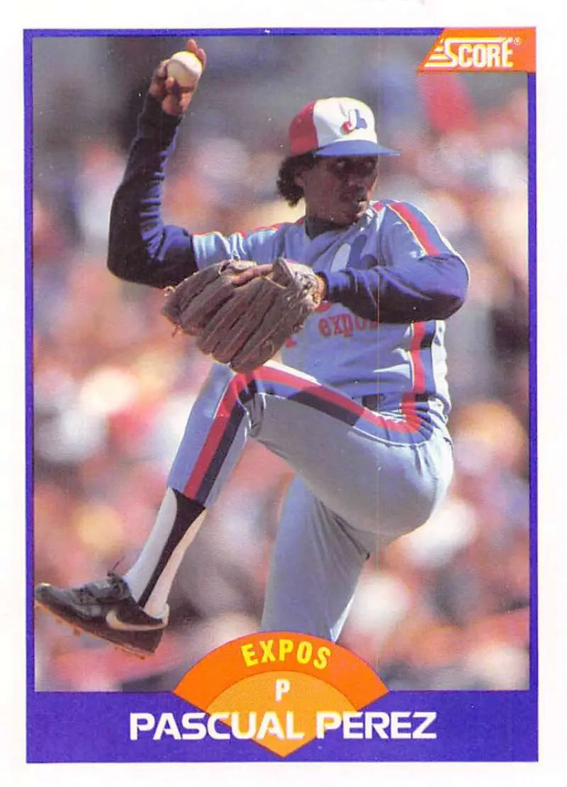 1989 Score #299 Pascual Perez NM-MT Montreal Expos Baseball Card - Baseball Card Single