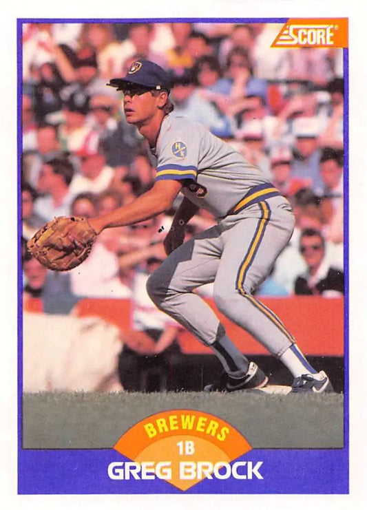 1989 Score #307 Greg Brock NM-MT Milwaukee Brewers Baseball Card - Baseball Card Single