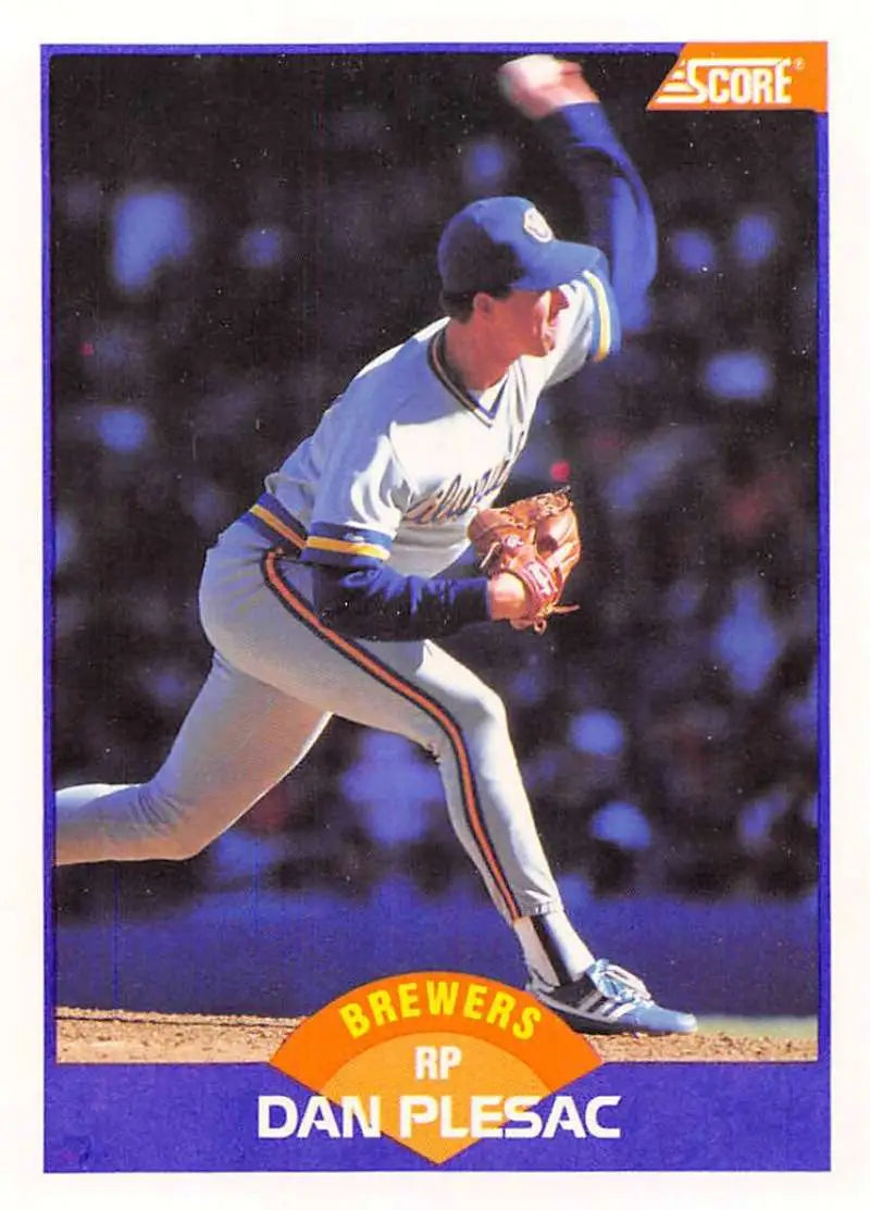 1989 Score #320 Dan Plesac NM-MT Milwaukee Brewers Baseball Card - Baseball Card Single