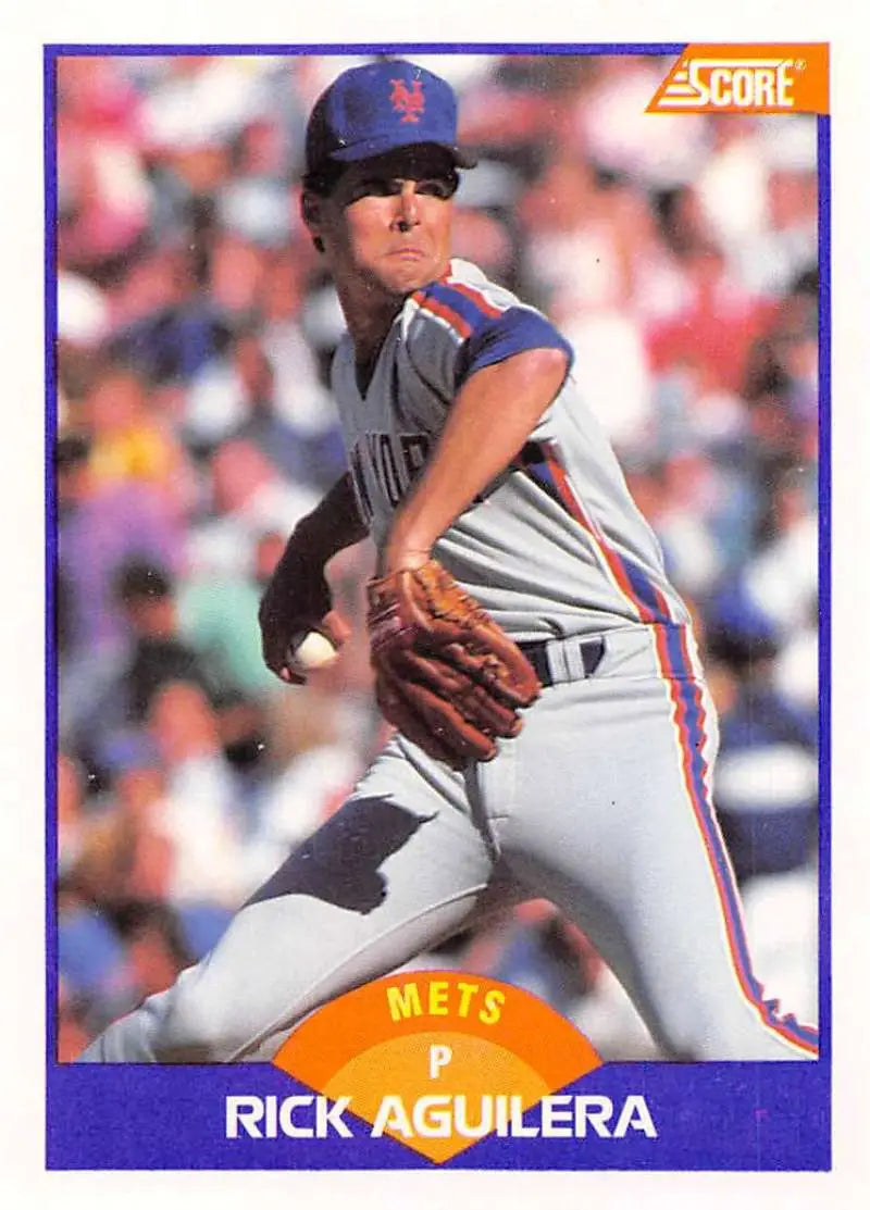 1989 Score #327 Rick Aguilera NM-MT New York Mets Baseball Card - Baseball Card Single