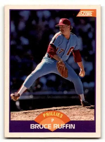 1989 Score Bruce Ruffin Philadelphia Phillies baseball card displayed in product listing