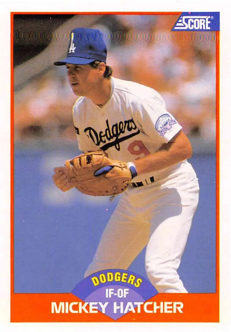 1989 Score #332 Mickey Hatcher NM-MT Los Angeles Dodgers Baseball Card - Baseball Card Single