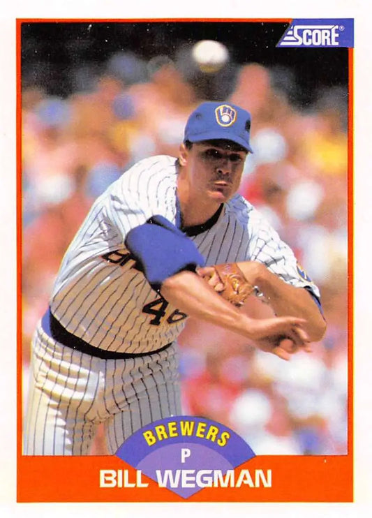 1989 Score #335 Bill Wegman NM-MT Milwaukee Brewers Baseball Card - Baseball Card Single