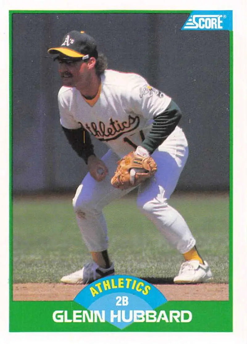 1989 Score #34 Glenn Hubbard NM-MT Oakland Athletics Baseball Card - Baseball Card Single