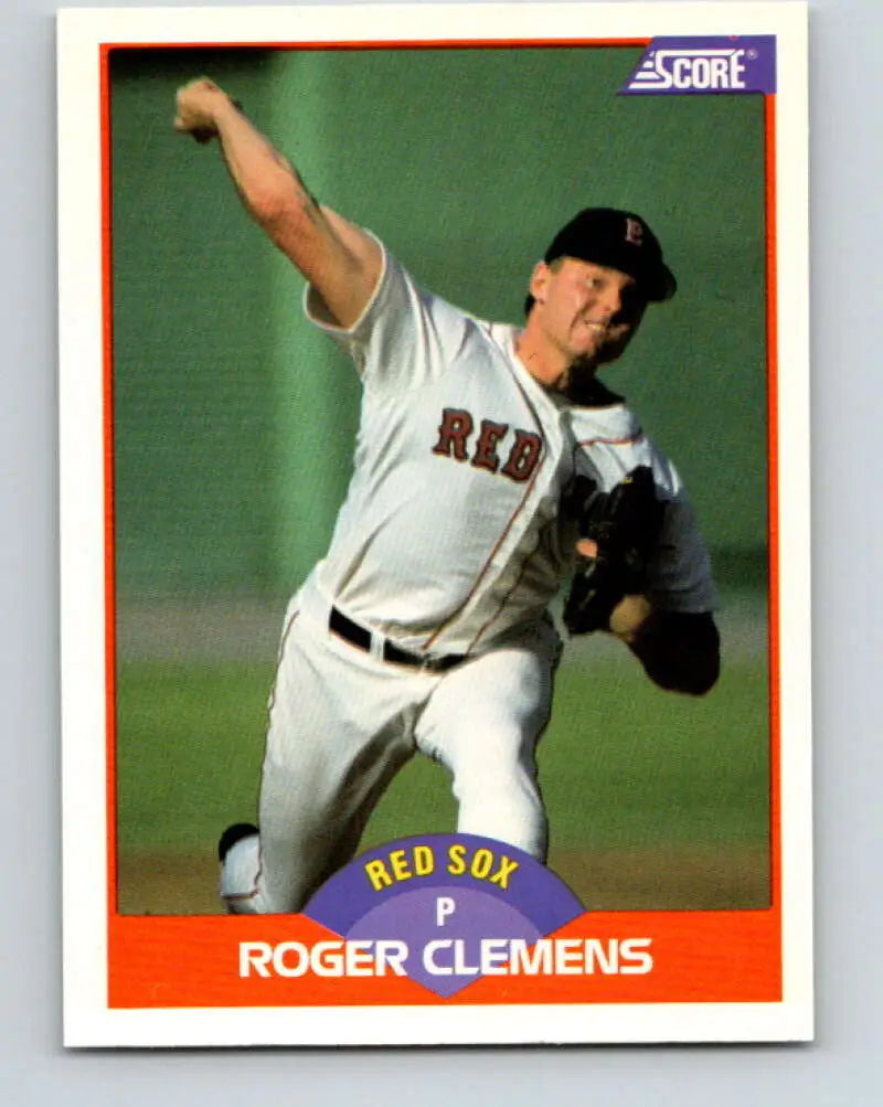 1989 Score #350 Roger Clemens NM-MT Boston Red Sox Baseball Card - Baseball Card Single