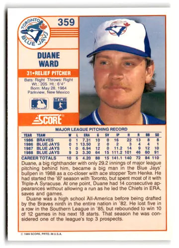 1989 Score #359 Duane Ward EX/NM Blue Jays ID:66799 - Baseball Card Single