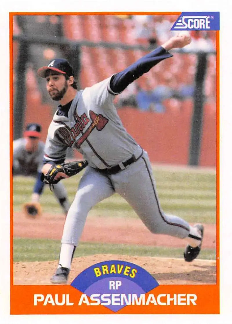1989 Score #373 Paul Assenmacher NM-MT Atlanta Braves Baseball Card - Baseball Card Single