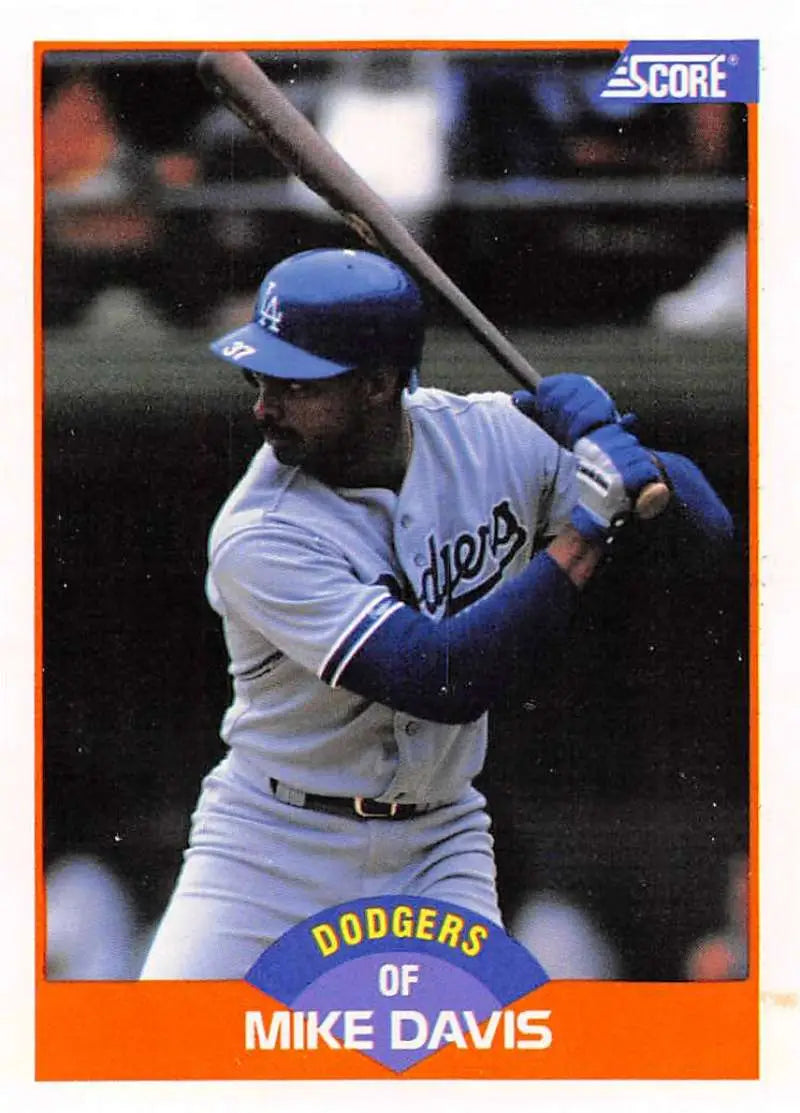 1989 Score #376 Mike Davis NM-MT Los Angeles Dodgers Baseball Card - Baseball Card Single
