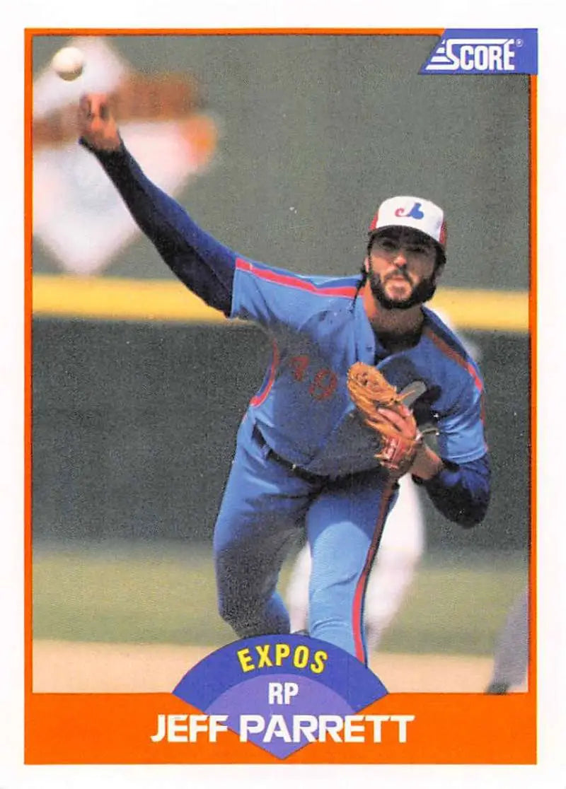 1989 Score #377 Jeff Parrett NM-MT Montreal Expos Baseball Card - Baseball Card Single
