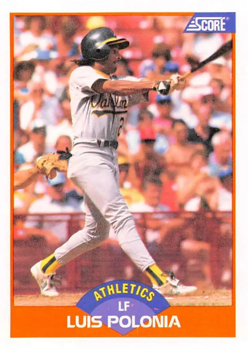 1989 Score #380 Luis Polonia NM-MT Oakland Athletics Baseball Card - Baseball Card Single