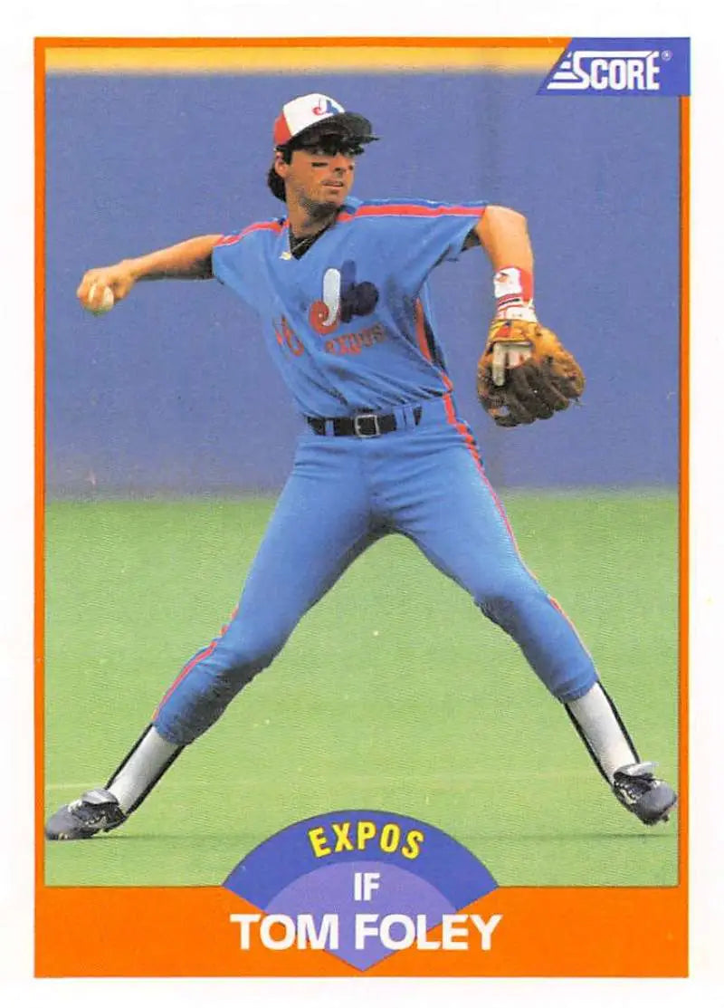 1989 Score #405 Tom Foley NM-MT Montreal Expos Baseball Card - Baseball Card Single