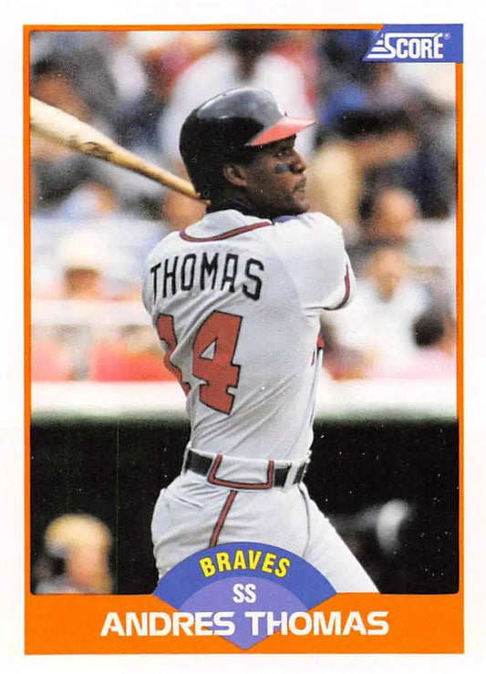 1989 Score #406 Andres Thomas NM-MT Atlanta Braves Baseball Card - Baseball Card Single