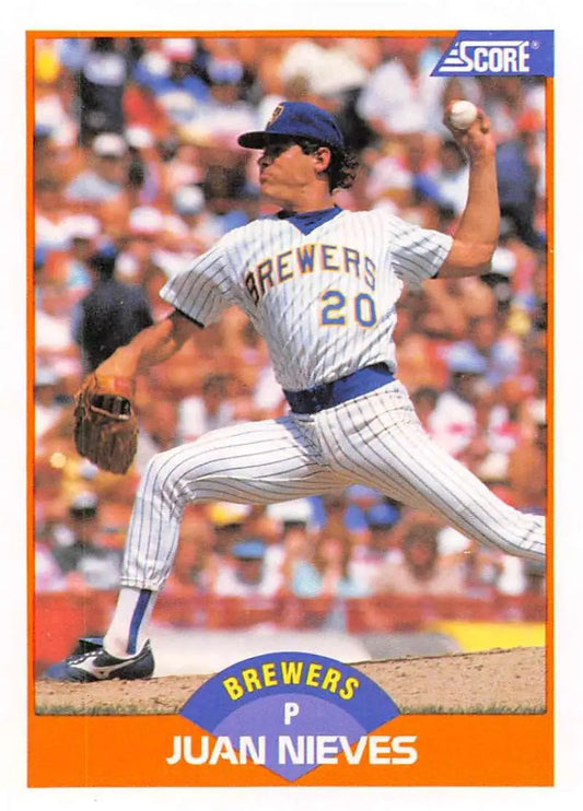 1989 Score #410 Juan Nieves NM-MT Milwaukee Brewers Baseball Card - Baseball Card Single