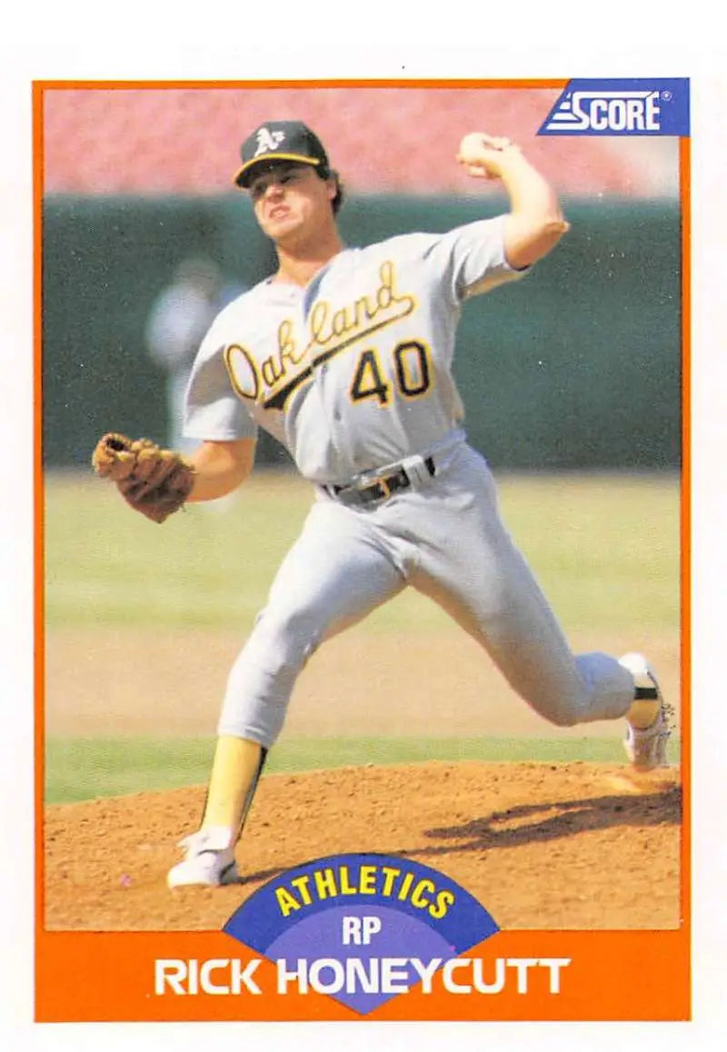 1989 Score #416 Rick Honeycutt NM-MT Oakland Athletics Baseball Card - Baseball Card Single
