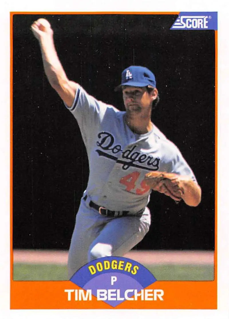 1989 Score #418 Tim Belcher NM-MT Los Angeles Dodgers Baseball Card - Baseball Card Single