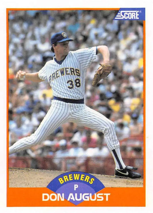 1989 Score #419 Don August NM-MT Milwaukee Brewers Baseball Card - Baseball Card Single