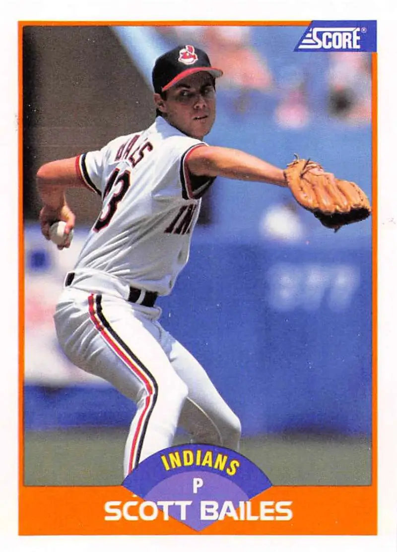 1989 Score #424 Scott Bailes NM-MT Cleveland Indians Baseball Card - Baseball Card Single
