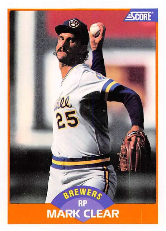 1989 Score #430 Mark Clear NM-MT Milwaukee Brewers Baseball Card - Baseball Card Single