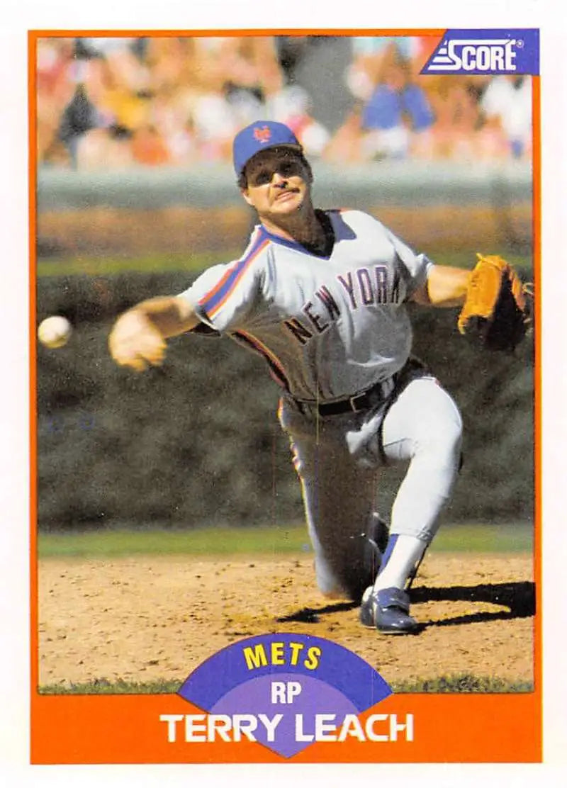 1989 Score #431 Terry Leach NM-MT New York Mets Baseball Card - Baseball Card Single