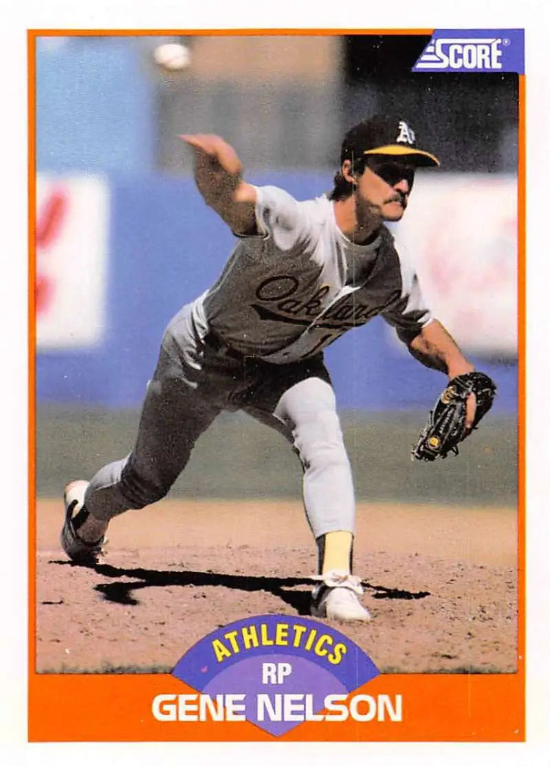 1989 Score #434 Gene Nelson NM-MT Oakland Athletics Baseball Card - Baseball Card Single