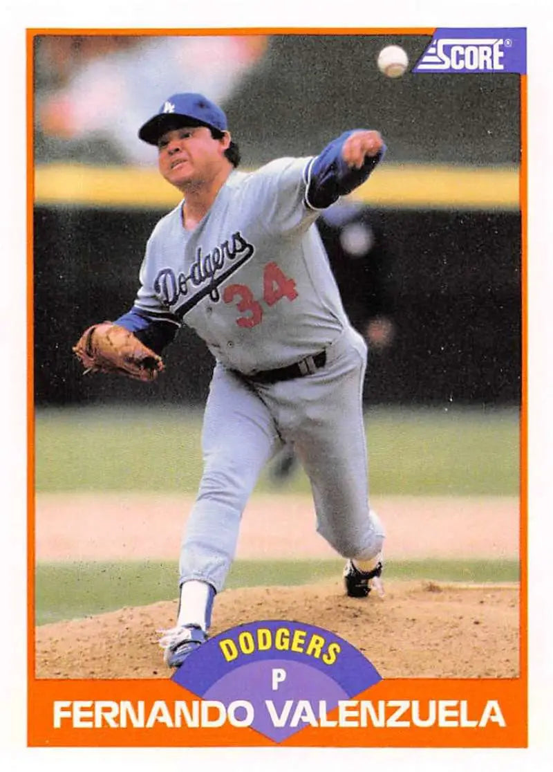 1989 Score #437 Fernando Valenzuela NM-MT Los Angeles Dodgers Baseball Card - Baseball Card Single