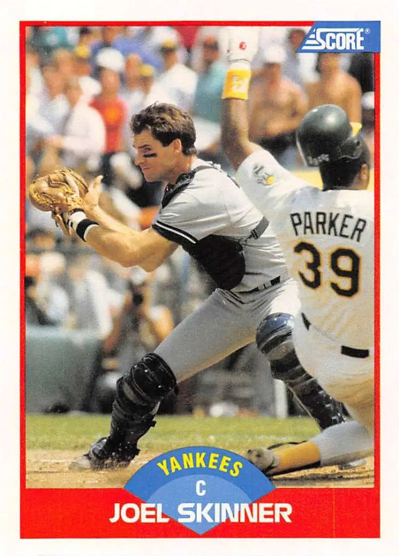 1989 Score #447 Joel Skinner NM-MT New York Yankees Baseball Card - Baseball Card Single