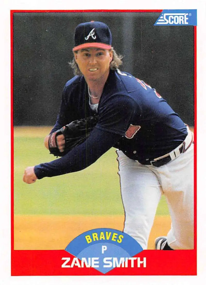 1989 Score #492 Zane Smith NM-MT Atlanta Braves Baseball Card - Baseball Card Single